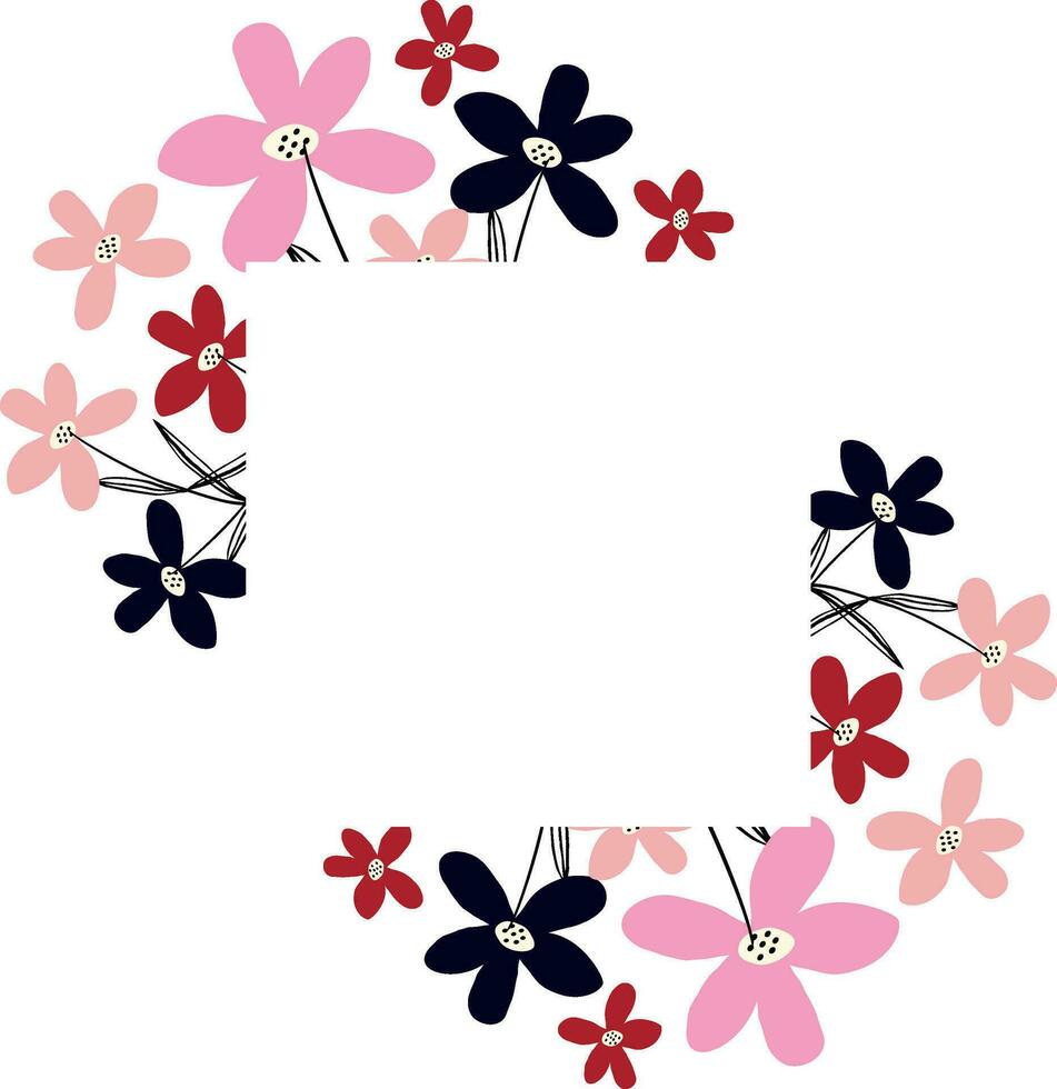 cuadrado creativo vibrante floral marco, brillante marco con flores silvestres en jugoso colores. vector