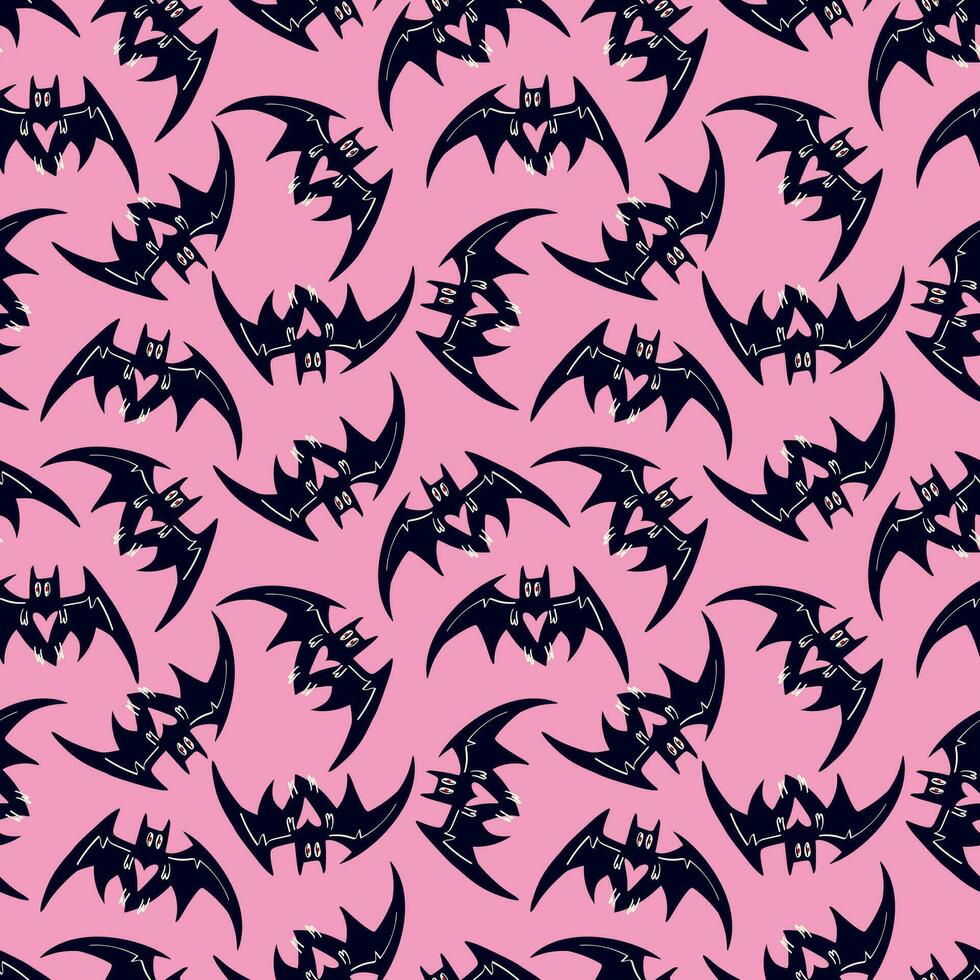 Bright funny magic pattern with bats . mystical Background with Halloween bats vector