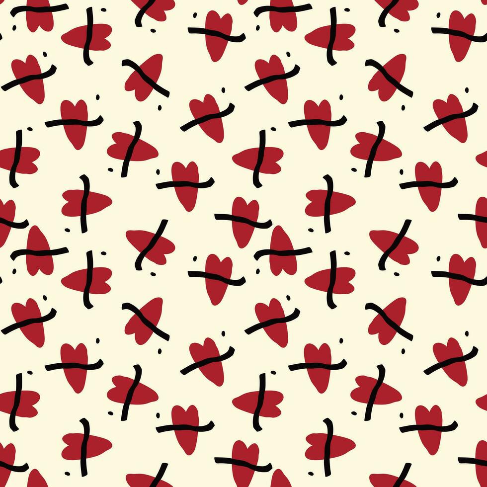 Valentines Day pattern with vibrant expressive lips. vector
