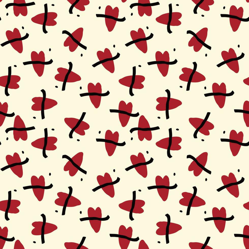 Valentines Day pattern with vibrant expressive lips. vector