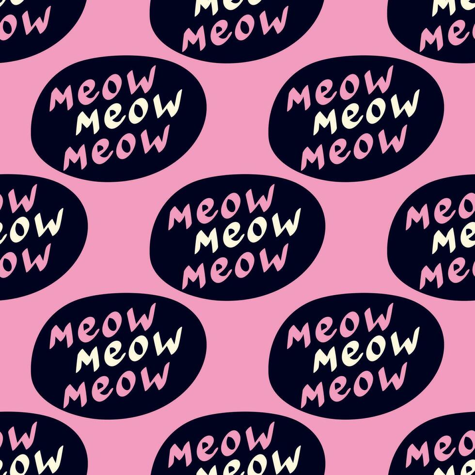 quote meow pattern. Funny quote pattern vector