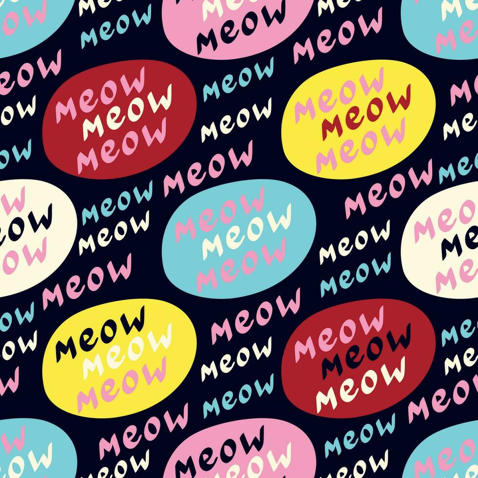 quote meow pattern. Funny quote pattern vector