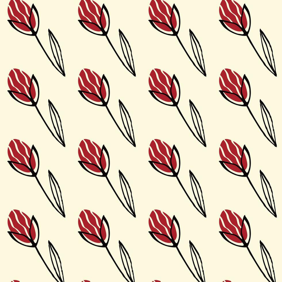Stylized creative vibrant quirky expressive floral pattern in 60s in bright juicy colors vector