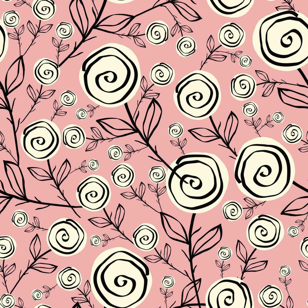 Stylized creative vibrant quirky expressive floral pattern in 60s in bright juicy colors vector