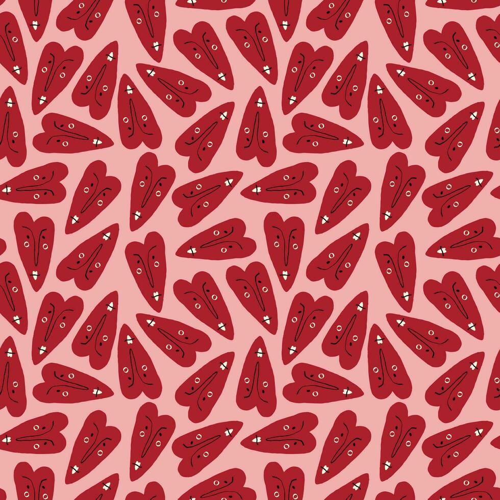 Valentines Day pattern with vibrant expressive funky hearts. vector