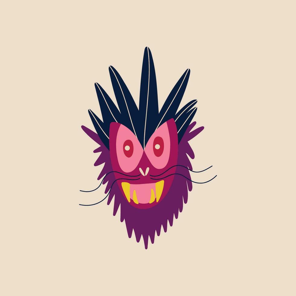 Funny fancy dragon face. Illustration in a modern flat style for Halloween vector