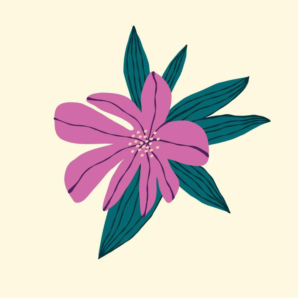 encantador rosado flor. de moda ilustración en un moderno dibujado a mano estilo vector