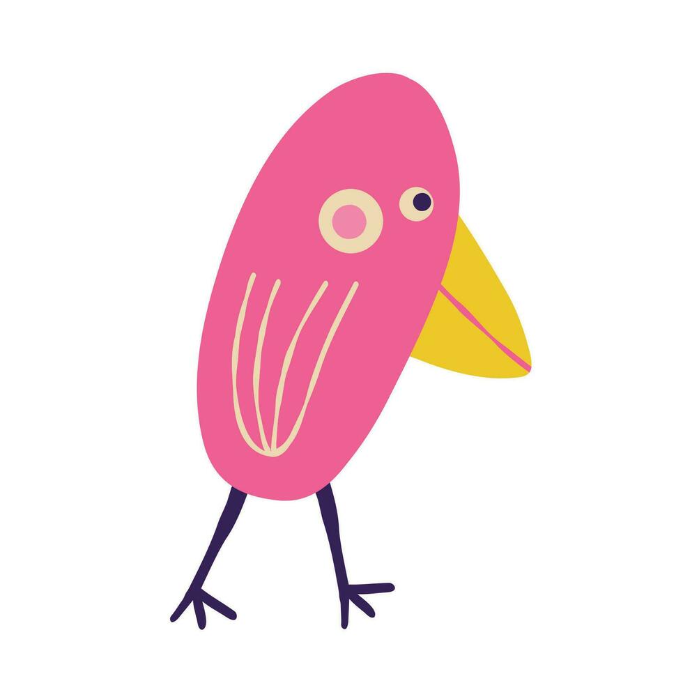 Cute weird red bird. A bizarre fairy-tale firebird vector