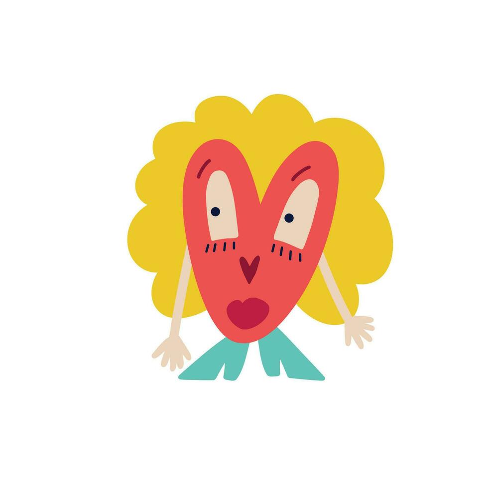 a strange awesome heart with a a smiling muzzle. Love Character vector