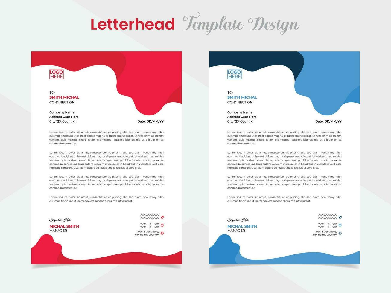 wave and modern creative letterhead template design for your business vector
