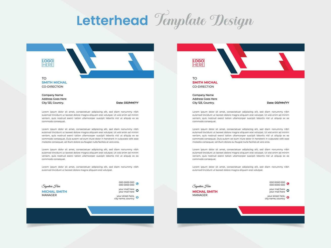professional letterhead template design with abstract shapes vector