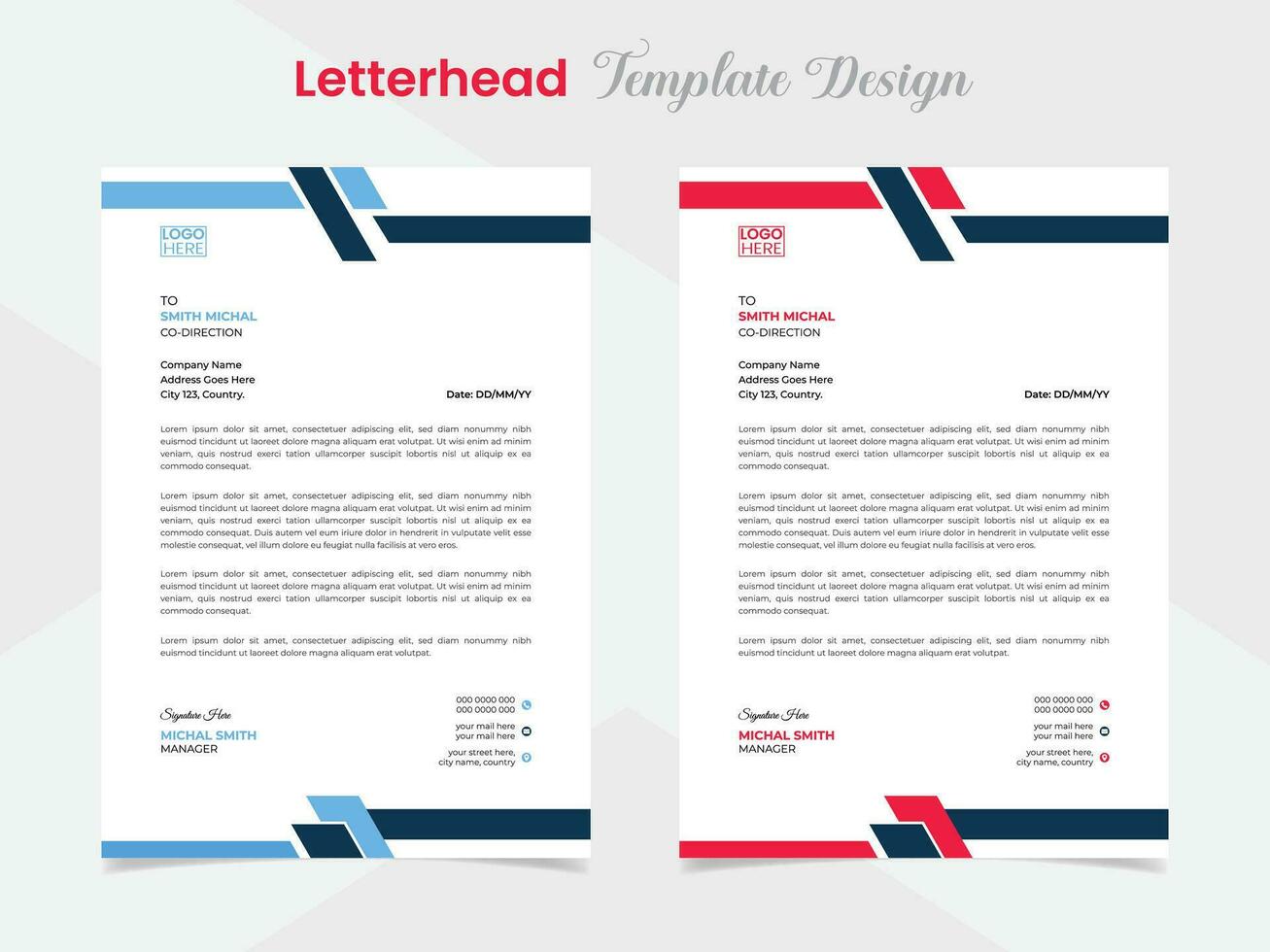 abstract company letterhead design template with colors vector