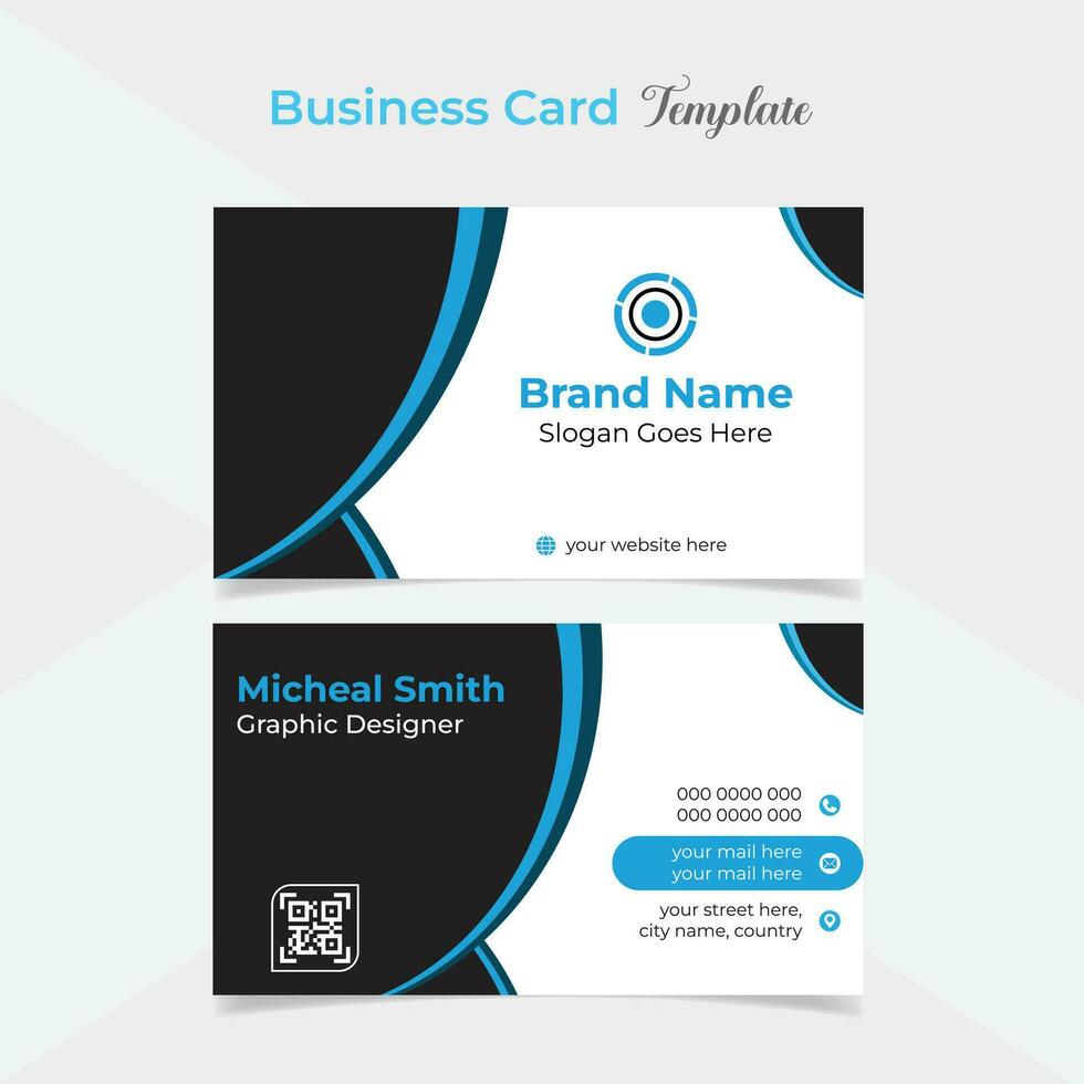 modern and creative business card template design with curve shapes vector