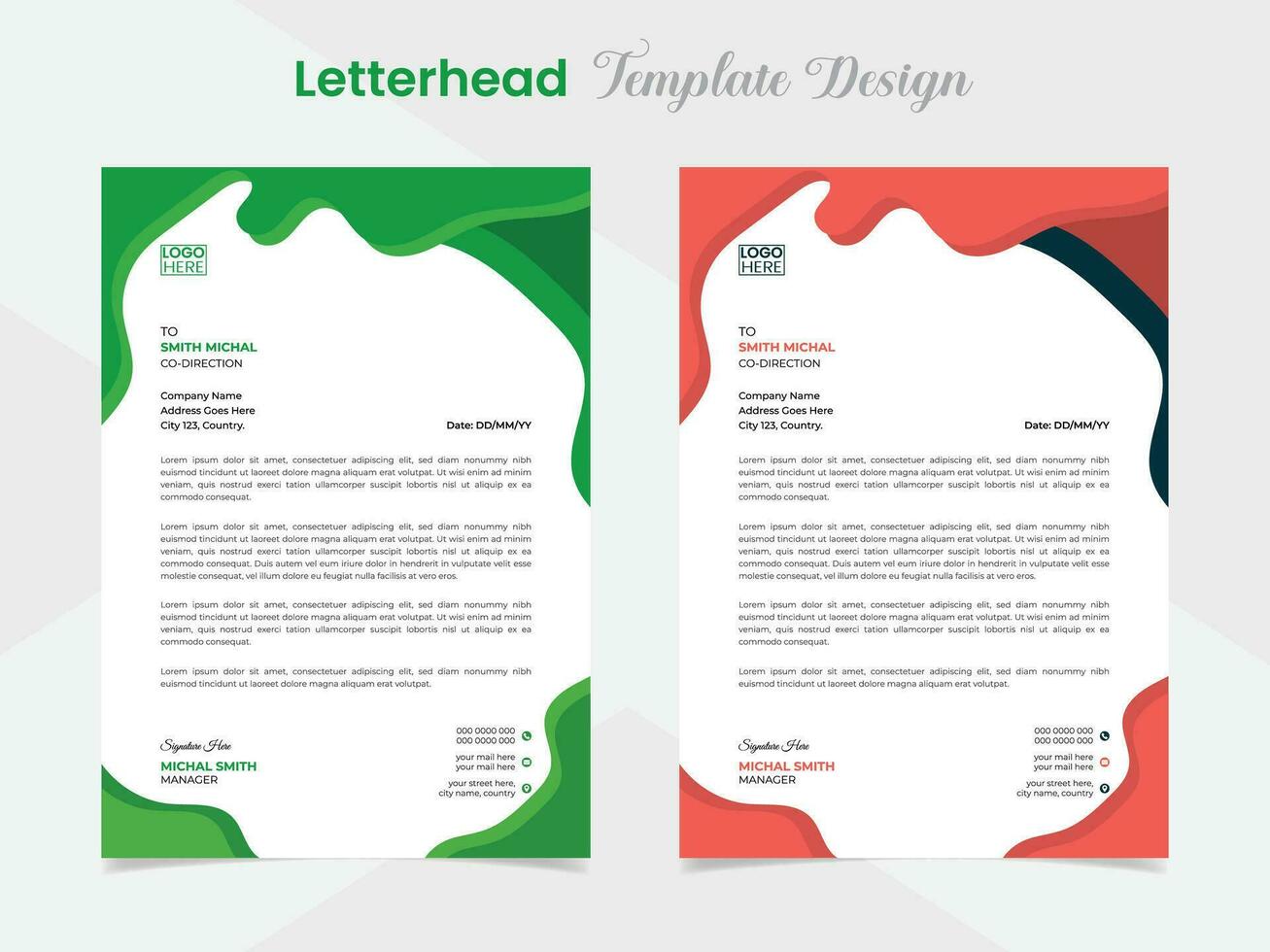 wave and modern creative letterhead template design for your business vector