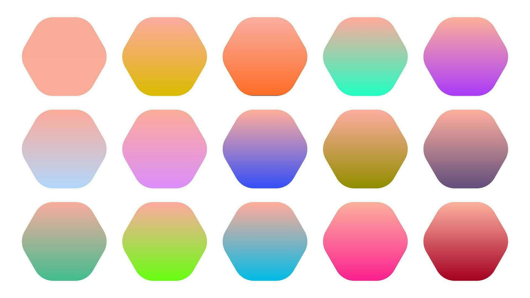 Colorful Light Salmon Color Shade Linear Gradient Palette Swatches Web Kit Rounded Hexagons Template Set vector