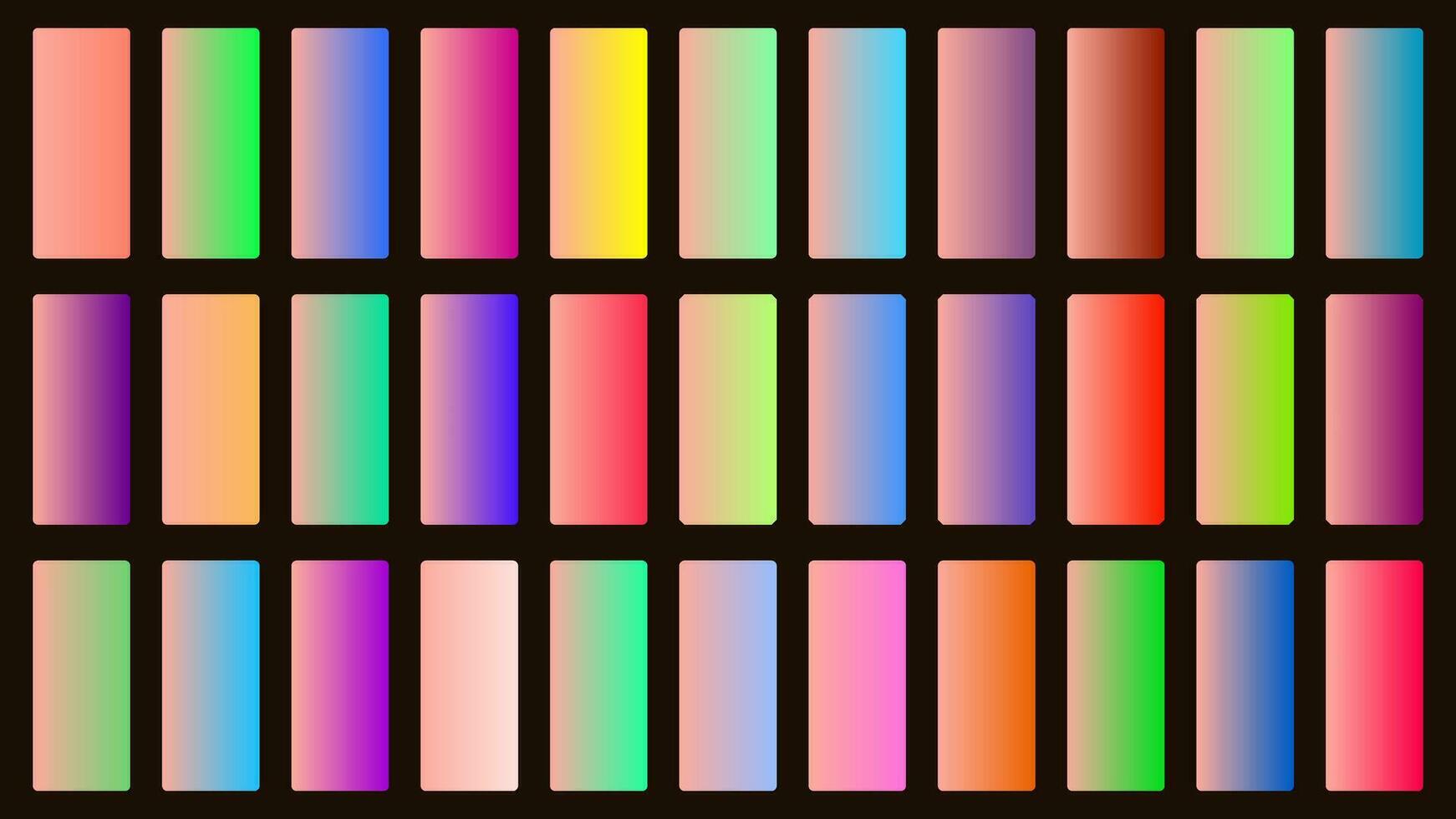 Colorful Light Salmon Color Shade Linear Gradient Palette Swatches Web Kit Rounded Rectangles Template Set vector