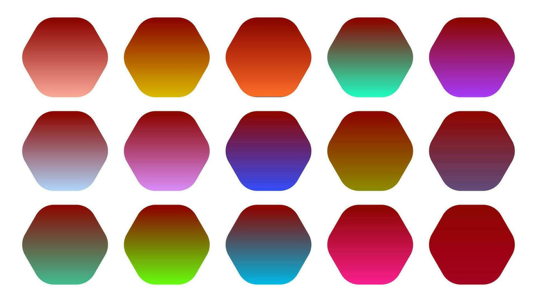 Colorful Ruby Color Shade Linear Gradient Palette Swatches Web Kit Rounded Hexagons Template Set vector