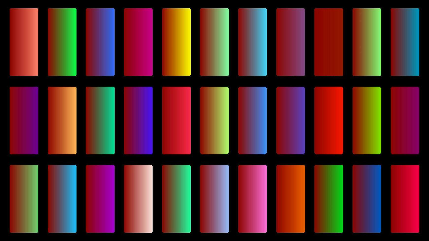 Colorful Ruby Color Shade Linear Gradient Palette Swatches Web Kit Rounded Rectangles Template Set vector