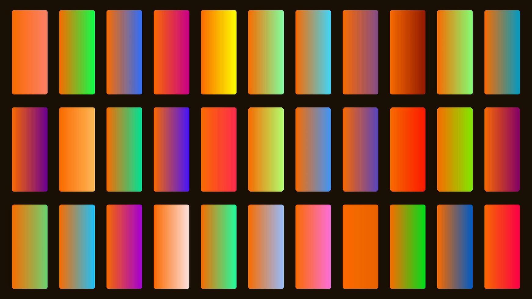 Colorful Tiger Color Shade Linear Gradient Palette Swatches Web Kit Rounded Rectangles Template Set vector