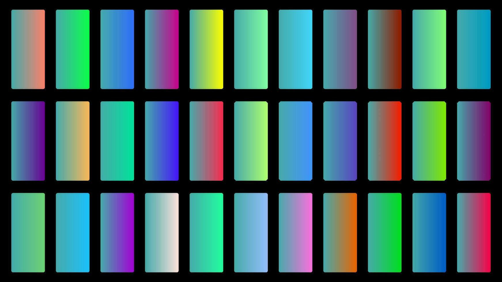 Colorful Teal Color Shade Linear Gradient Palette Swatches Web Kit Rounded Rectangles Template Set vector