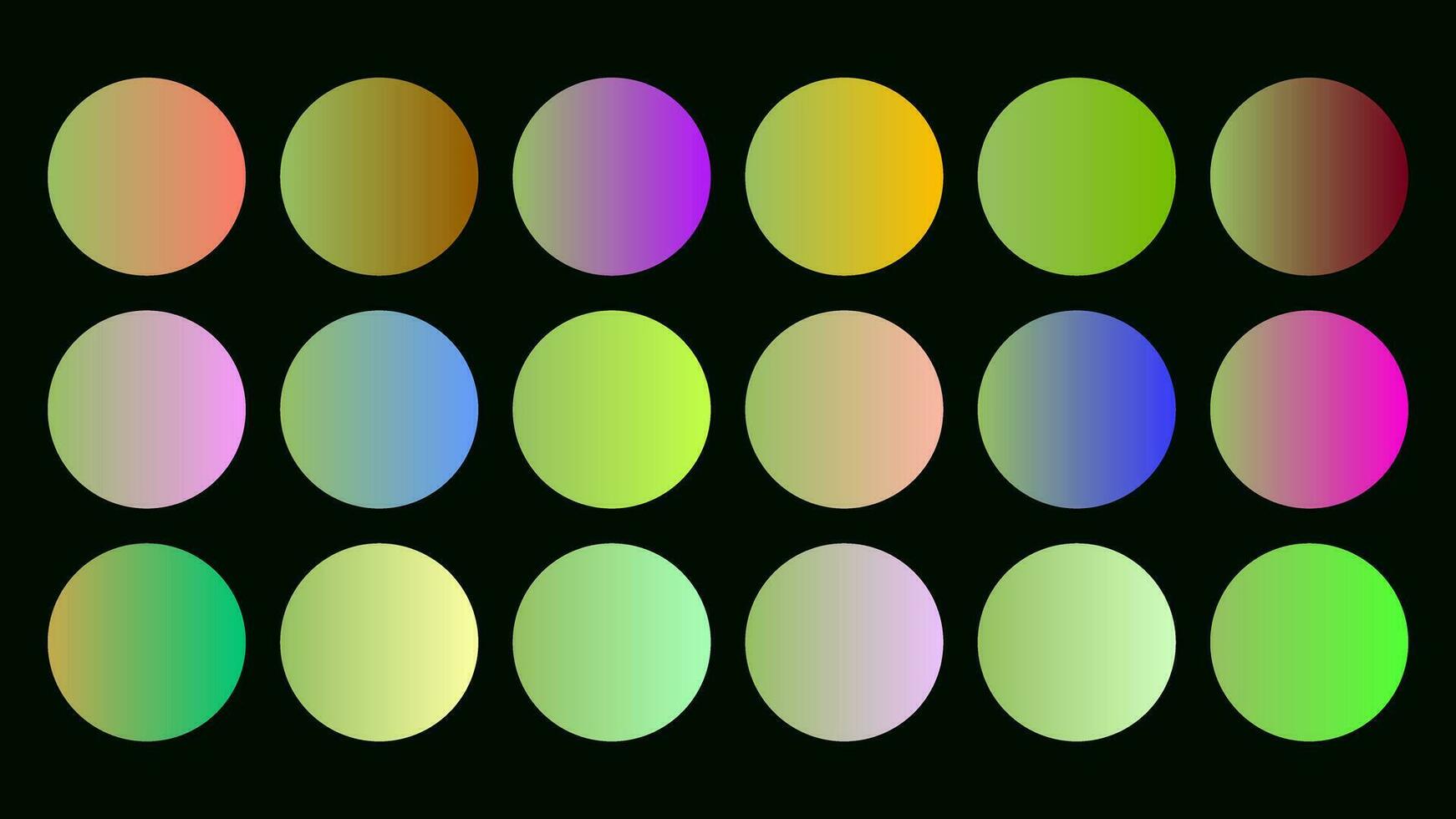 Colorful Olive Color Shade Linear Gradient Palette Swatches Web Kit Circles Template Set vector