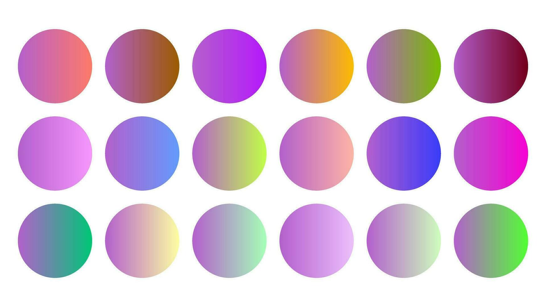 Colorful Deep Lilac Color Shade Linear Gradient Palette Swatches Web Kit Circles Template Set vector