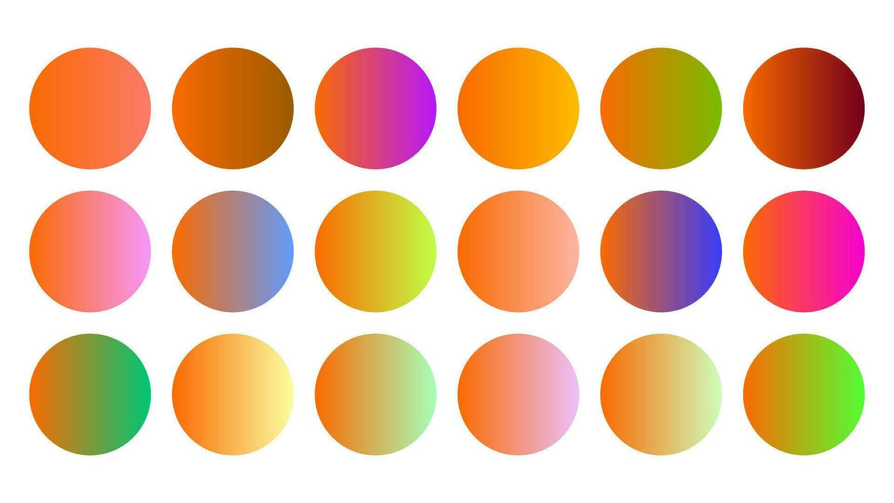 Colorful Tiger Color Shade Linear Gradient Palette Swatches Web Kit Circles Template Set vector