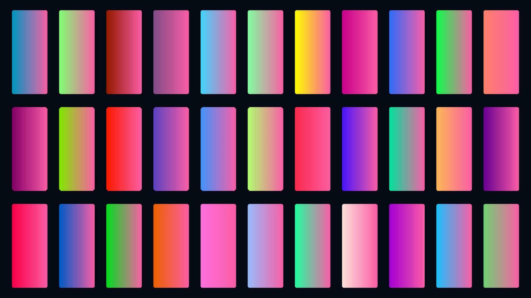 Colorful Bubblegum Color Shade Linear Gradient Palette Swatches Web Kit Rounded Rectangles Template Set vector