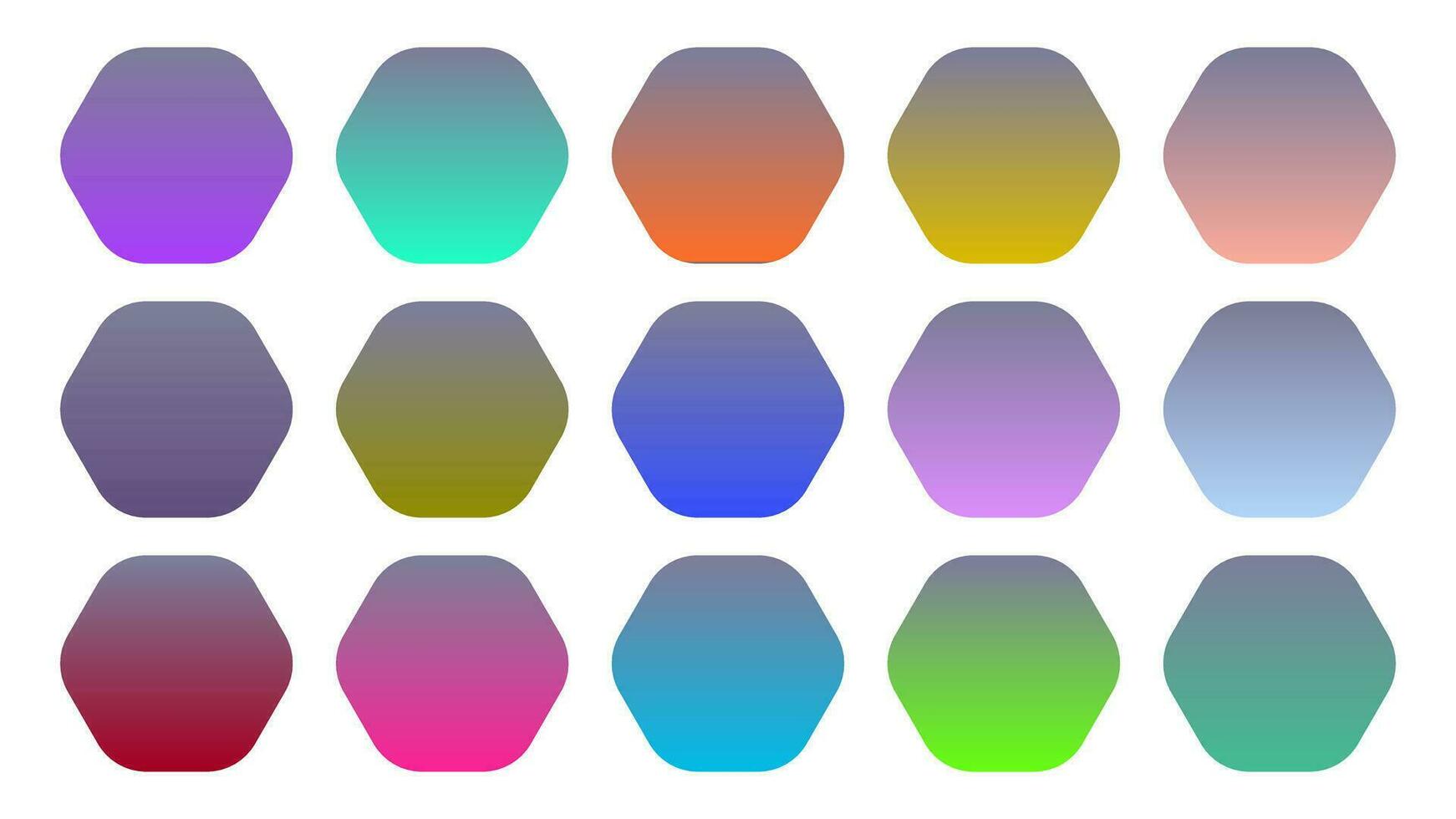 Colorful Flint Color Shade Linear Gradient Palette Swatches Web Kit Rounded Hexagons Template Set vector