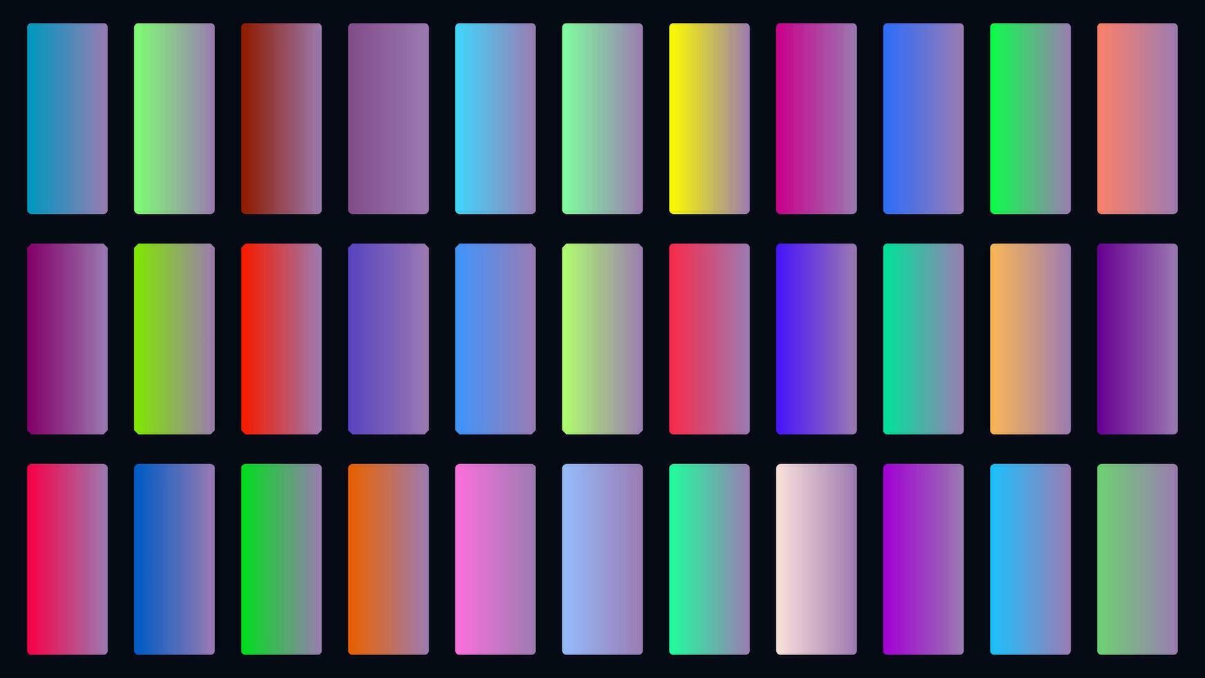 Colorful Heather Color Shade Linear Gradient Palette Swatches Web Kit Rounded Rectangles Template Set vector