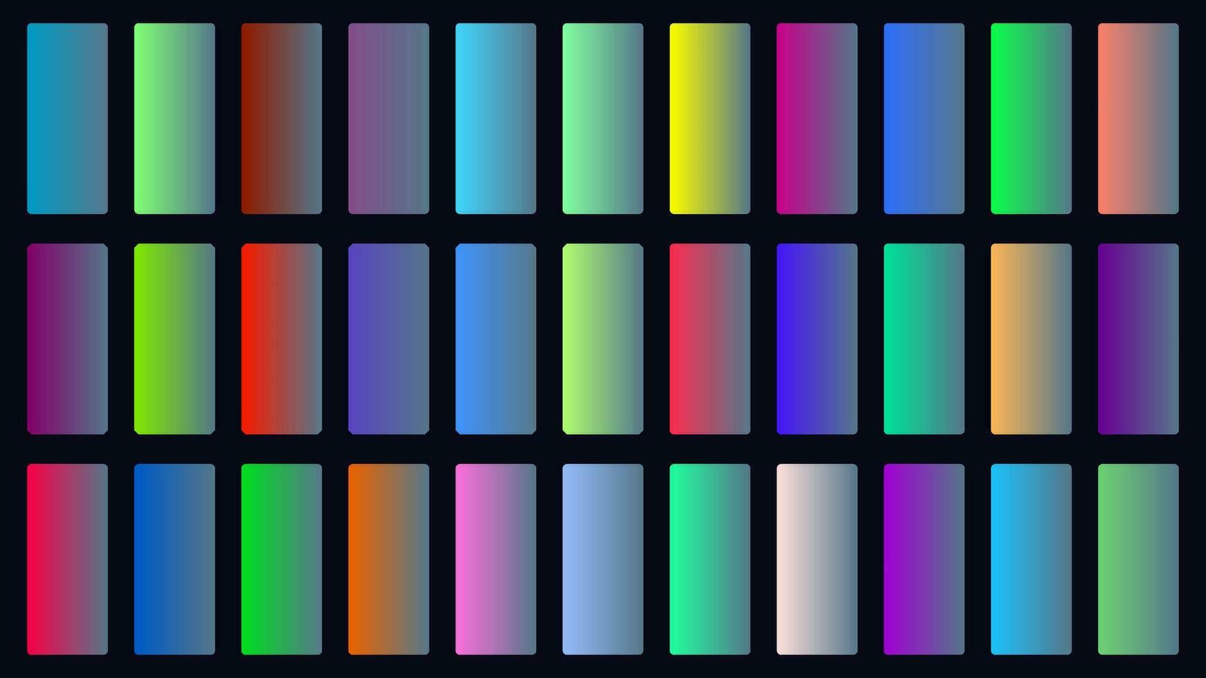 Colorful Stone Color Shade Linear Gradient Palette Swatches Web Kit Rounded Rectangles Template Set vector