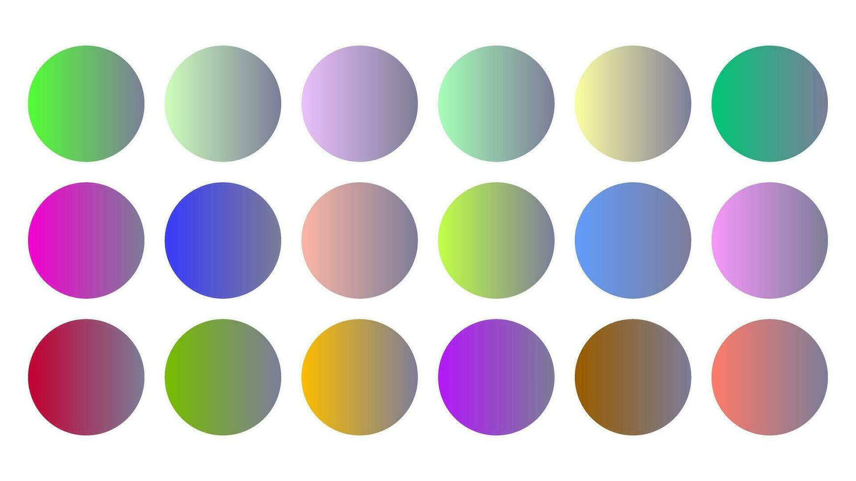 Colorful Flint Color Shade Linear Gradient Palette Swatches Web Kit Circles Template Set vector