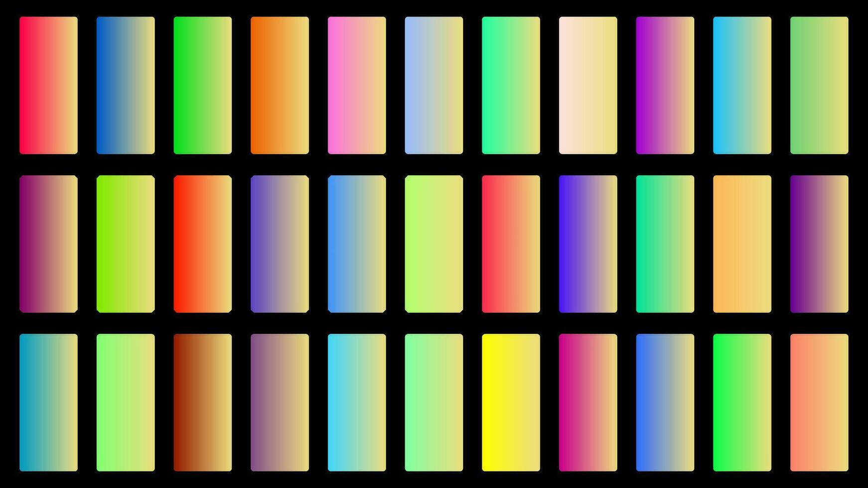 Colorful Flax Color Shade Linear Gradient Palette Swatches Web Kit Rounded Rectangles Template Set vector