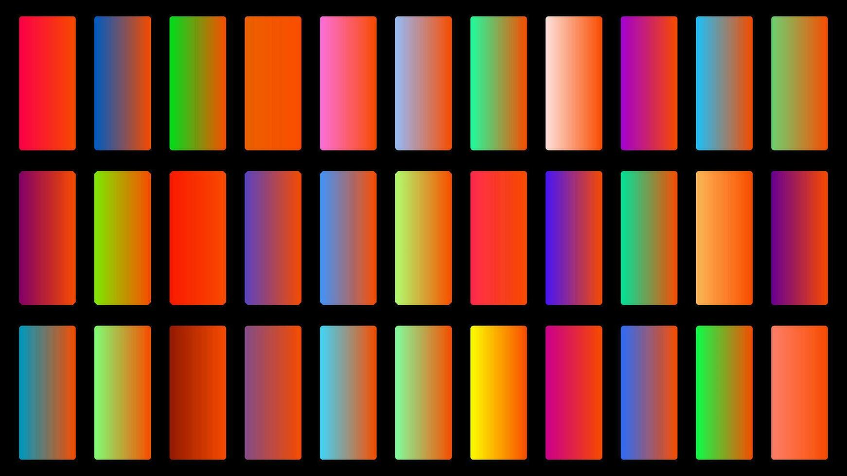 vistoso tangelo color sombra lineal degradado paleta muestras web equipo redondeado rectángulos modelo conjunto vector