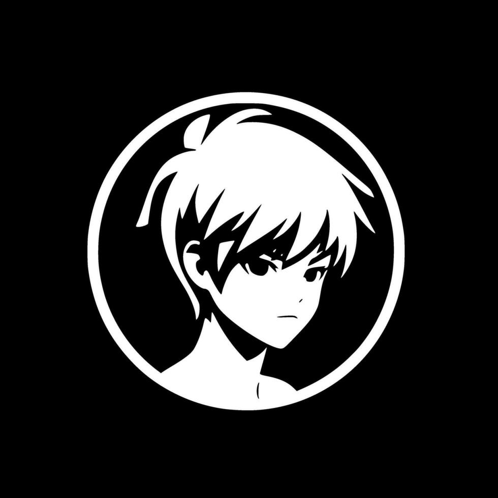 Anime - Black and White Isolated Icon - Vector illustration