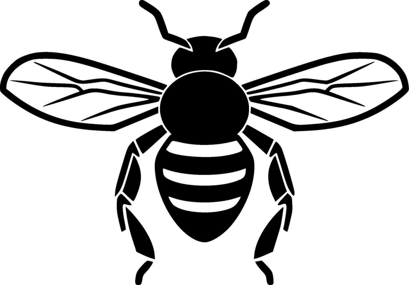 Bee, Black and White Vector illustration