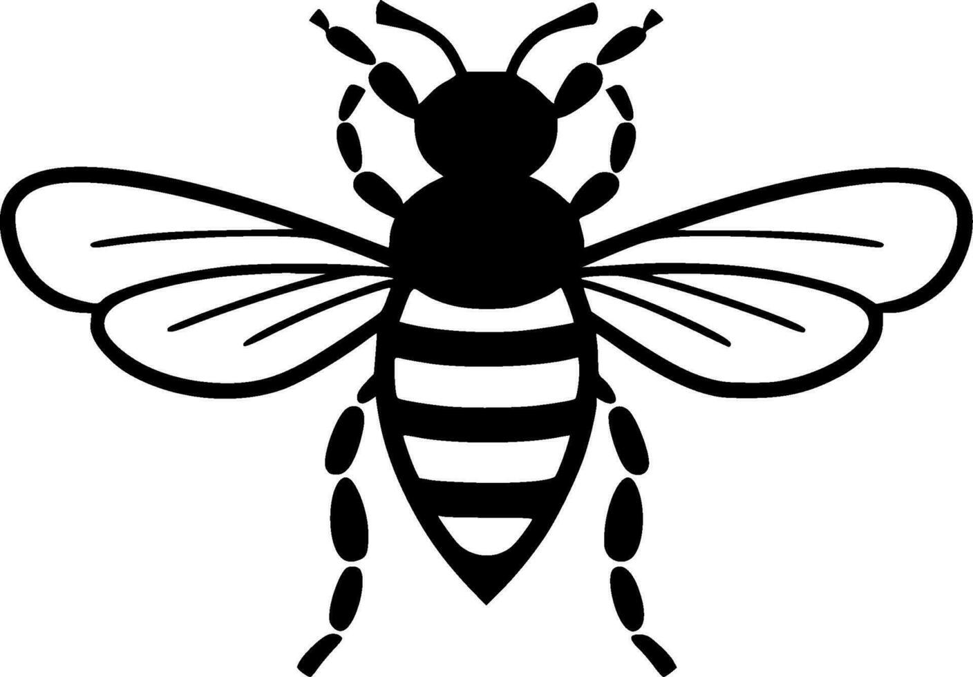 Bees, Black and White Vector illustration