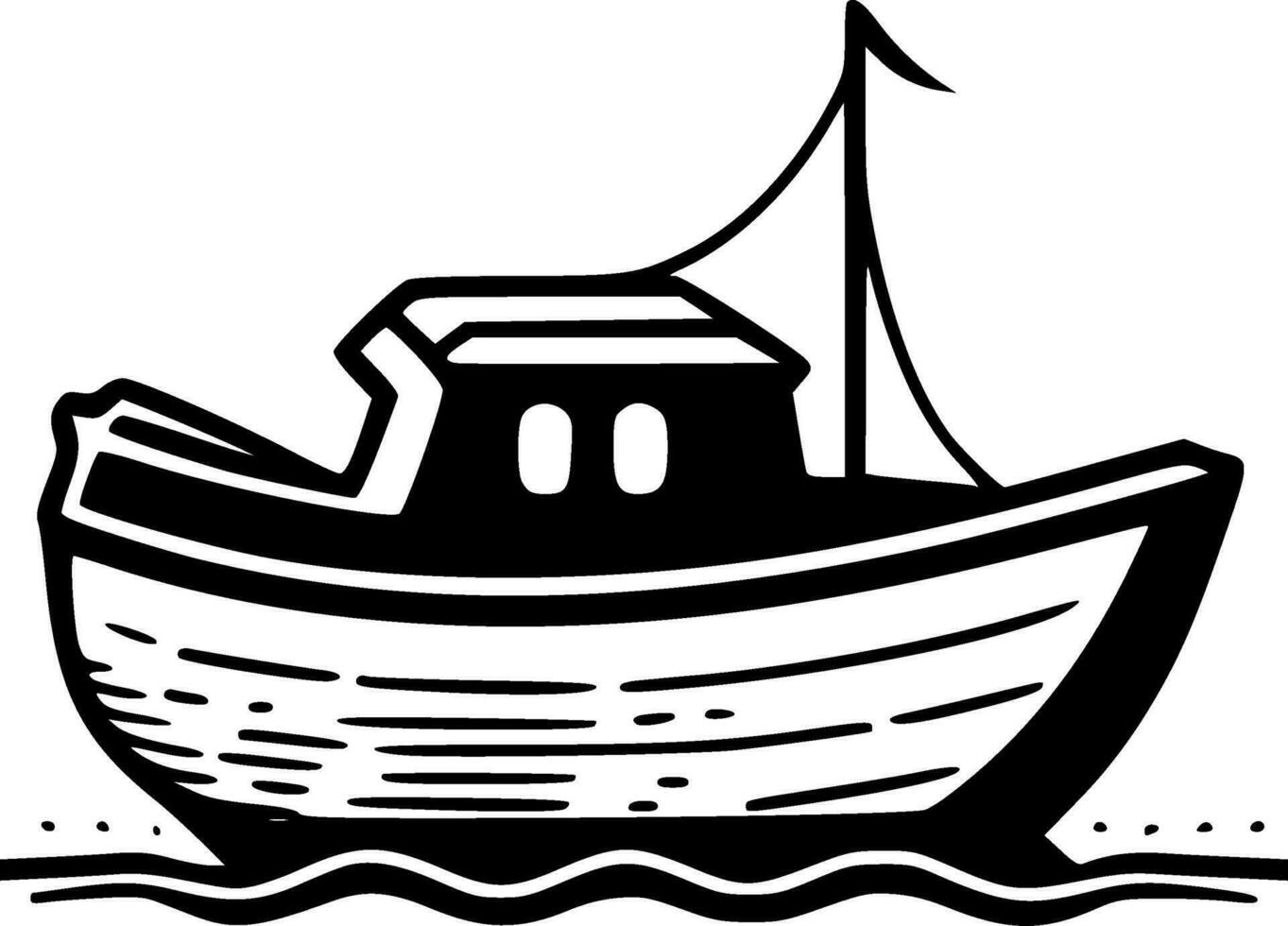 Boat, Minimalist and Simple Silhouette - Vector illustration
