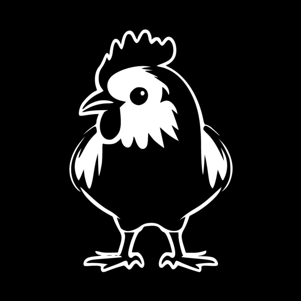 pollo - negro y blanco aislado icono - vector ilustración