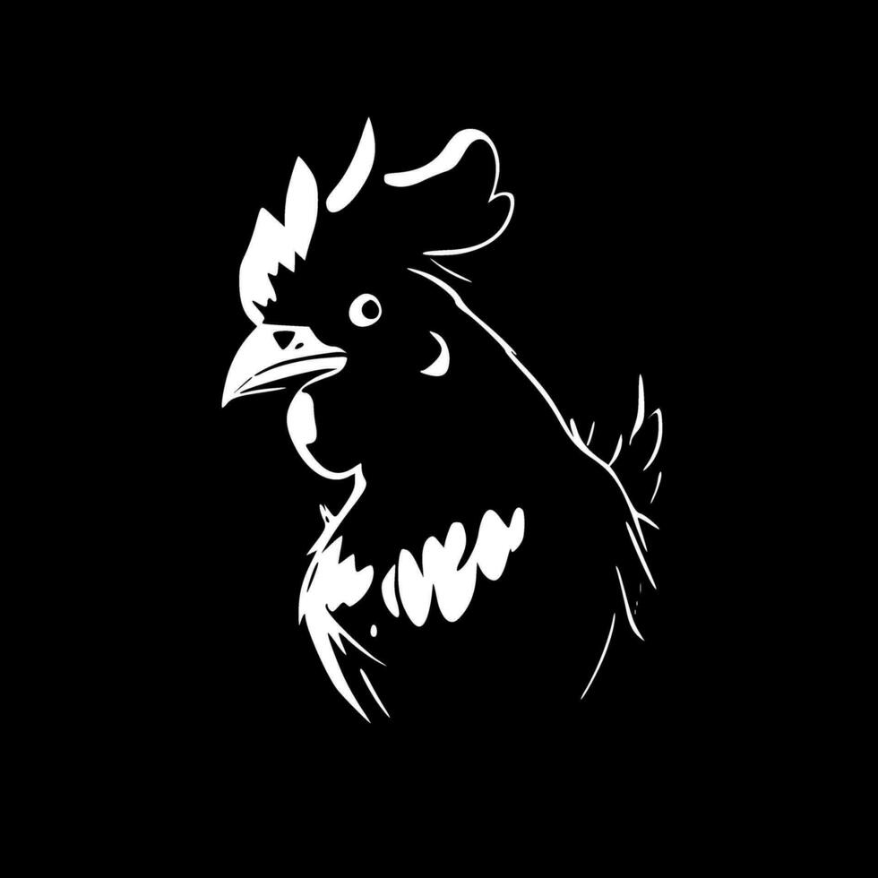 Chicken - Black and White Isolated Icon - Vector illustration