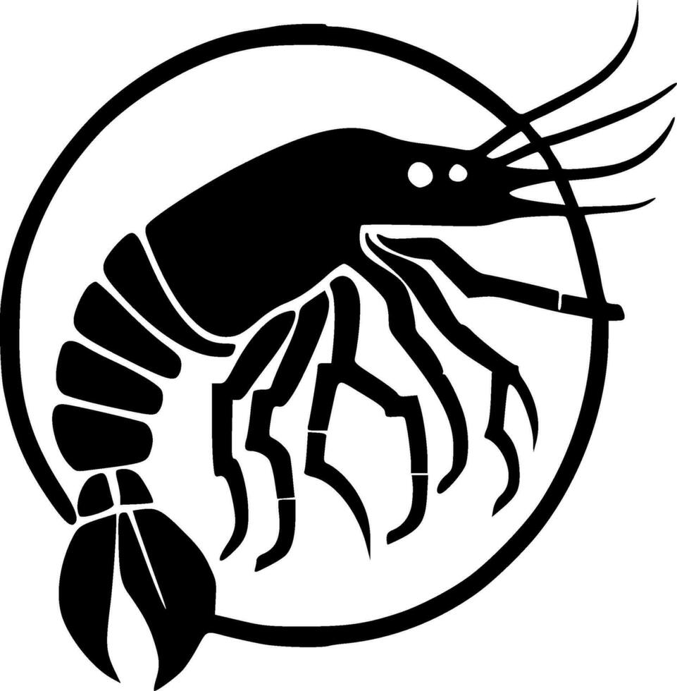 Crawfish, Black and White Vector illustration