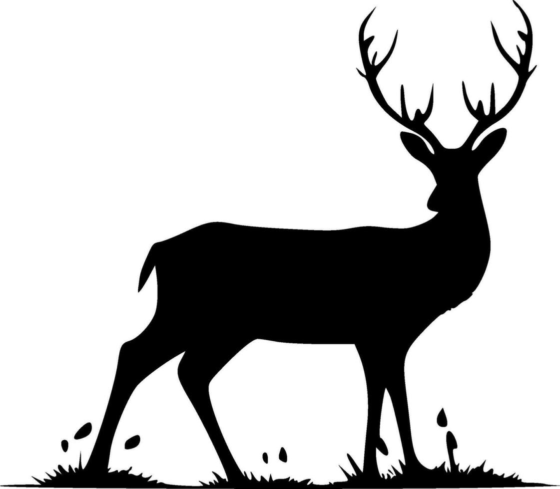 Deer - Black and White Isolated Icon - Vector illustration