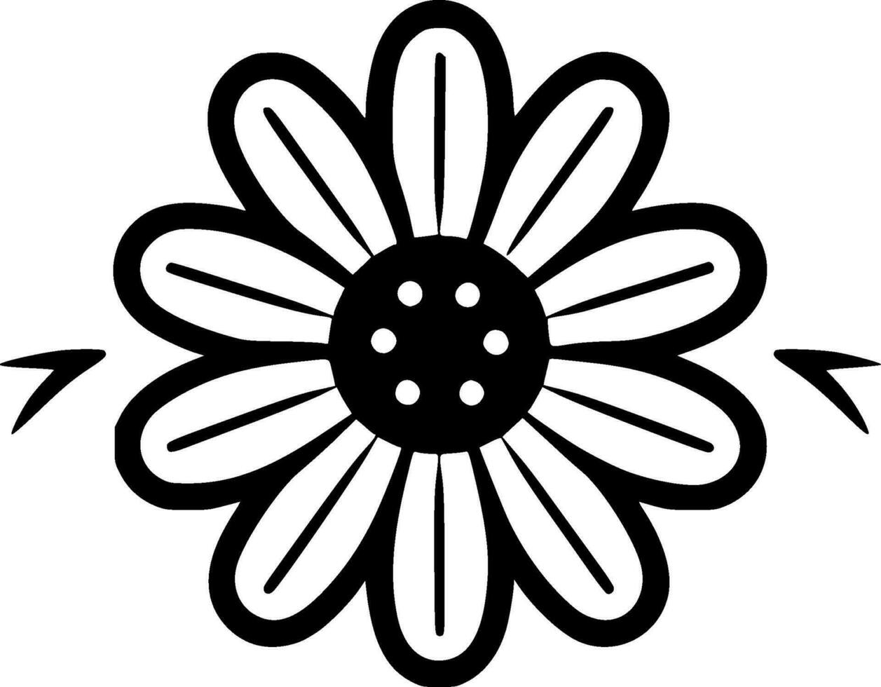 Daisy - Black and White Isolated Icon - Vector illustration