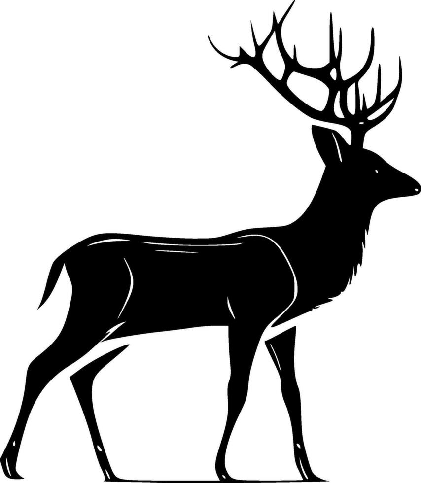 Deer - Black and White Isolated Icon - Vector illustration