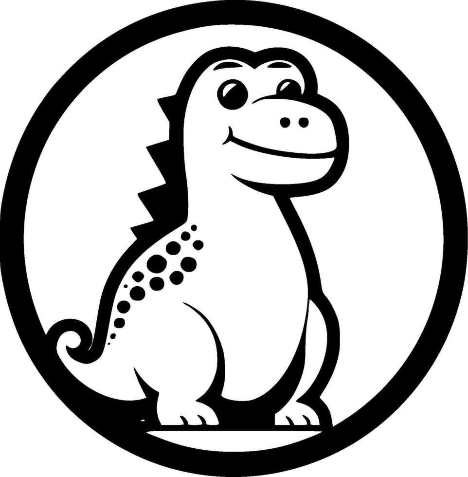 Dinosaur, Black and White Vector illustration