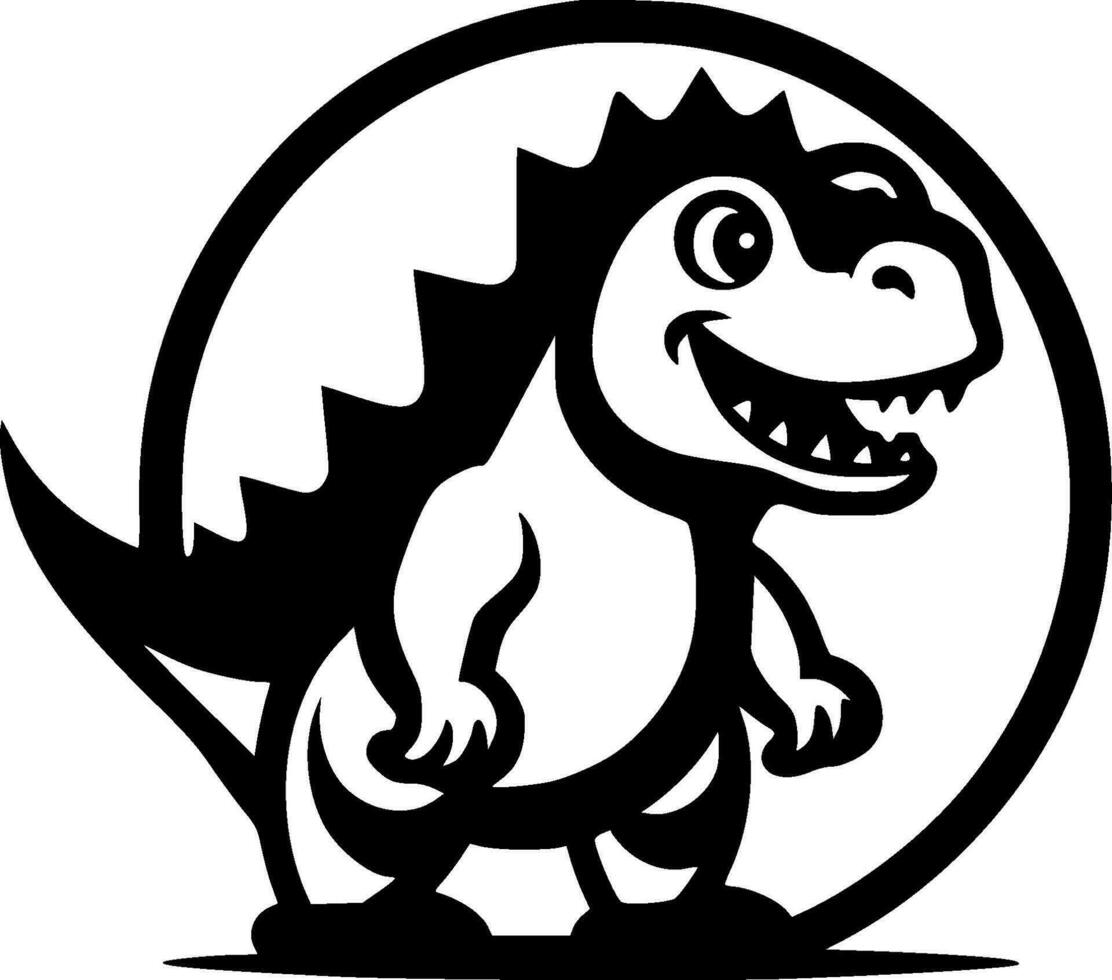 Dinosaur, Black and White Vector illustration