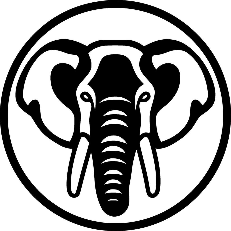 elefante - negro y blanco aislado icono - vector ilustración