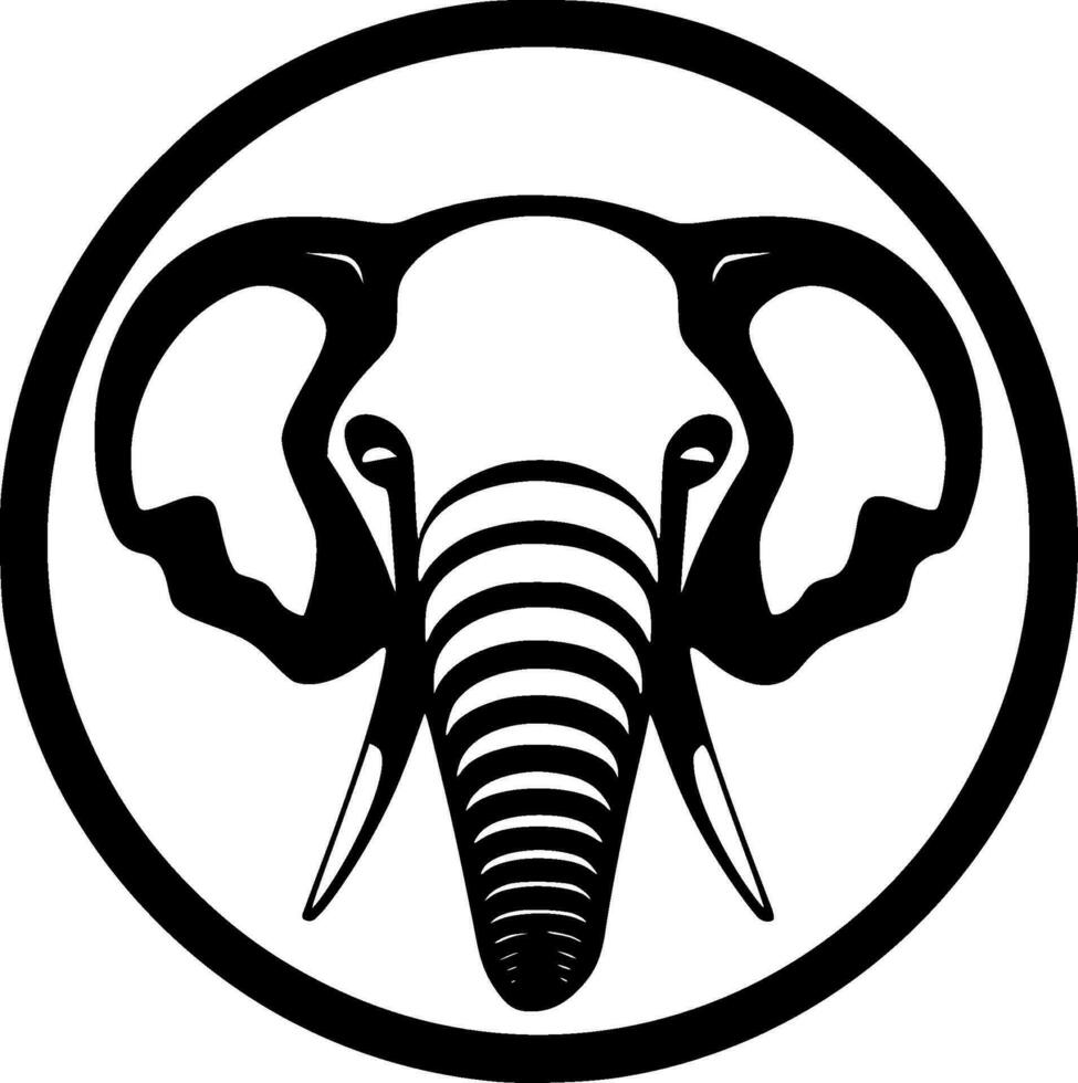 Elephant - Black and White Isolated Icon - Vector illustration