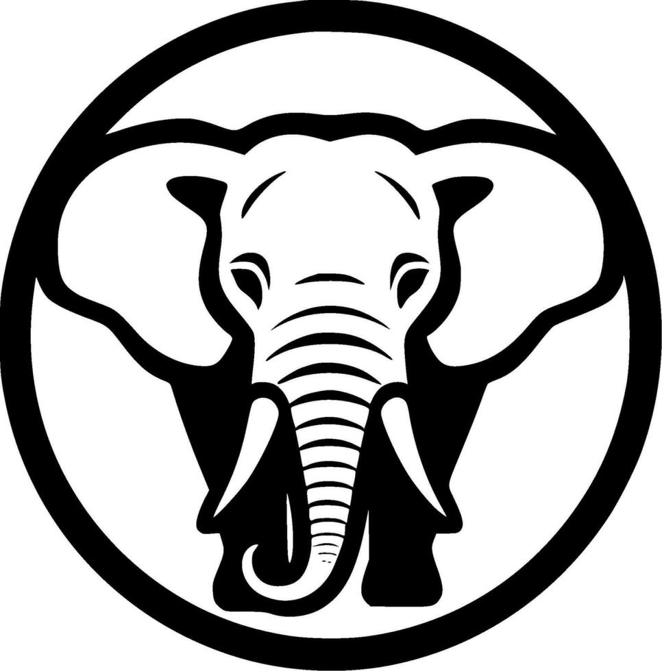 Elephant - Black and White Isolated Icon - Vector illustration