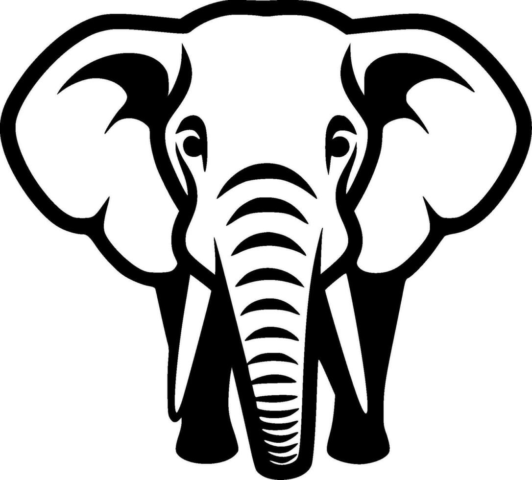 Elephant, Black and White Vector illustration